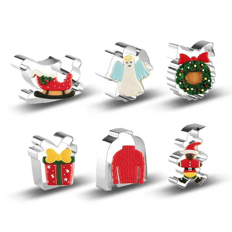 6-Piece Christmas Shape Cookie Mould Cookie Cutter Set Biscuit Mold Creative DIY Kitchen Baking Tools Home Use Cookie Cutters