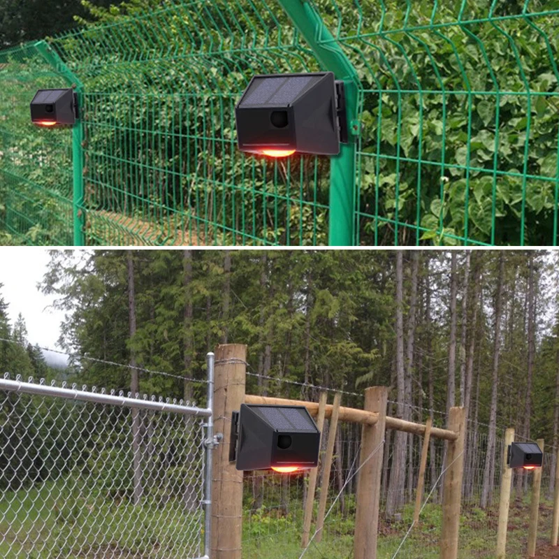 Factory Hot Sale Solar Alarm Light Security Alarm Anti-Theft Body Sensing Sound And Light Flash Animal Repeller