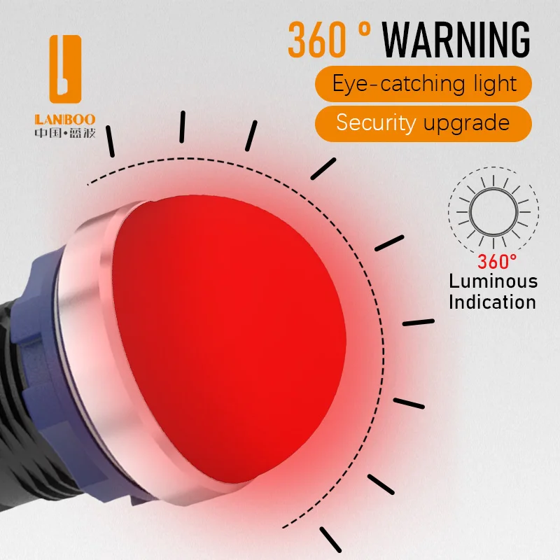 LANBOO 22SA1 Series Flat Head/Ball Head Red Green Blue Yellow White LED Signal Lamp