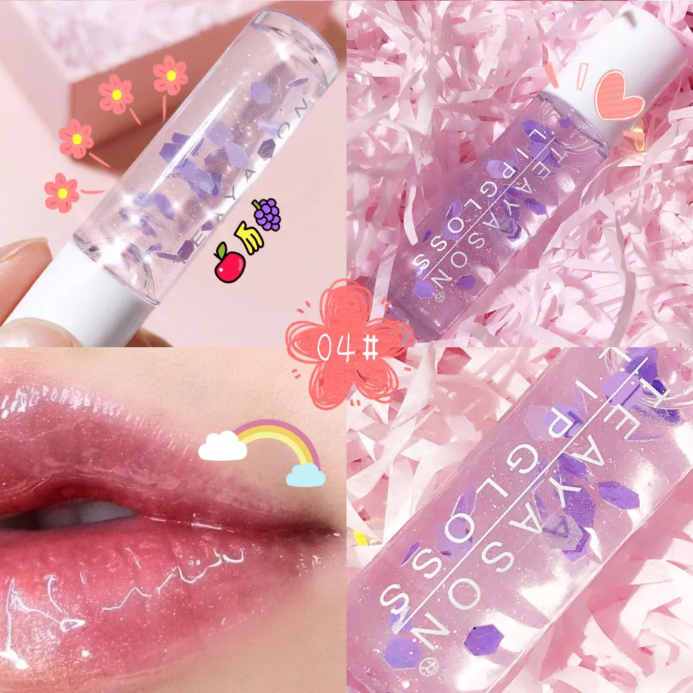 
OEM lipstick partner Moisturizing Lip Oil Transparent Lip Gloss Anti Dry Cleaner Colorless Glitter Lip Pearlescent White Primer 