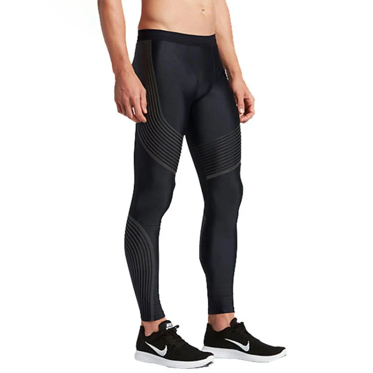 Black Fancy Fitness Leggings Mens High Elastic Nylon Yoga Athletic Workout Pants