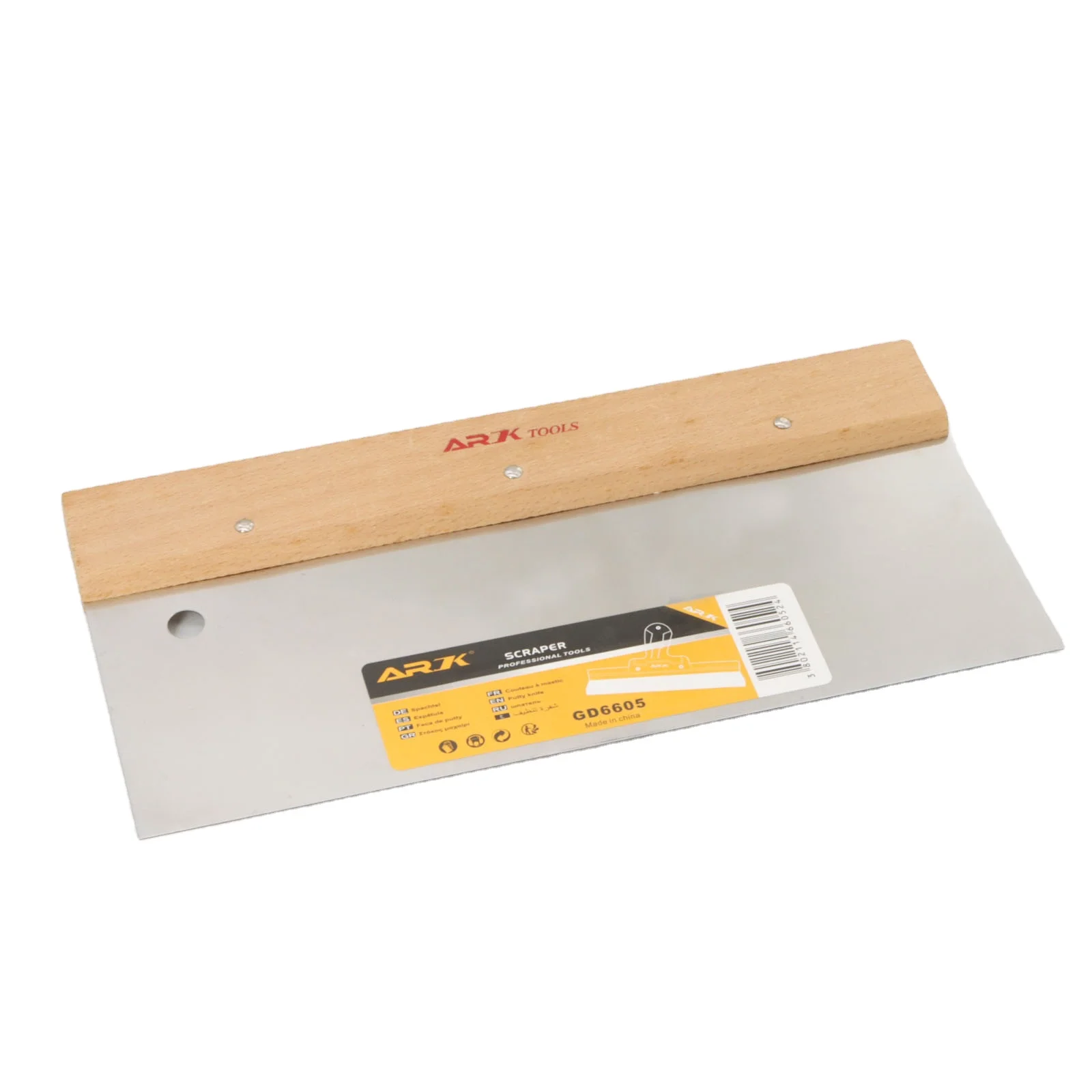 Hot Sale Stainless Steel Full Size Putty Knife With Yellow Wooden Handle For Drywall cleaning scraper wallpaper tools