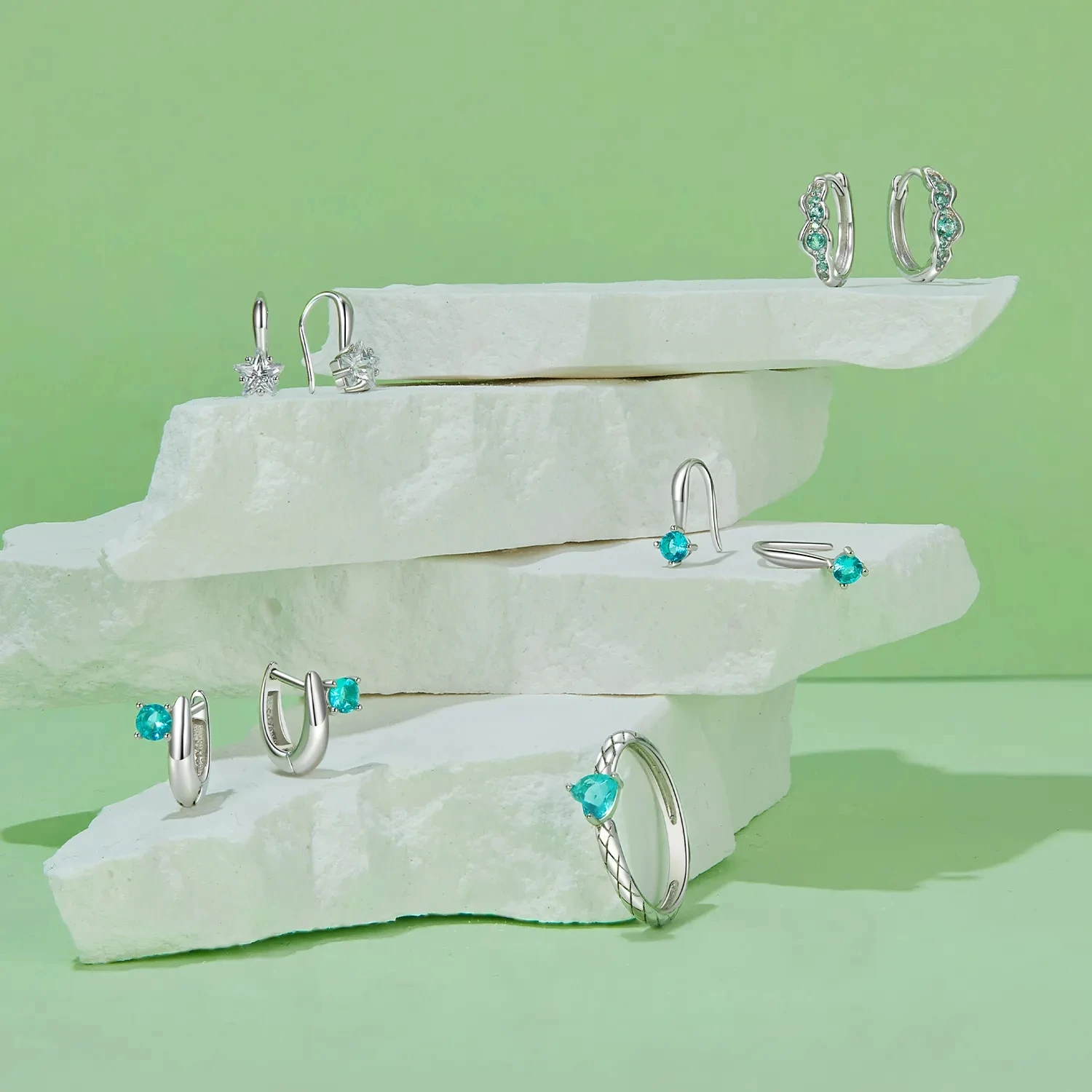 925 стерлингового серебра стеганое кольцо в виде сердца зеленое любовное стекло позолоченное белое золото для женщин ювелирные изделия BSR563