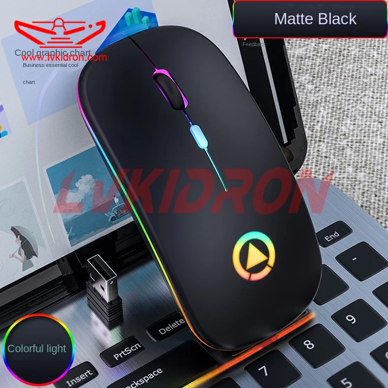 LVKI-A2 s Mouse Chargeable Mouse Mute Button Adjustable DPI 25mm Slim Body Gaming Mouse Wireless