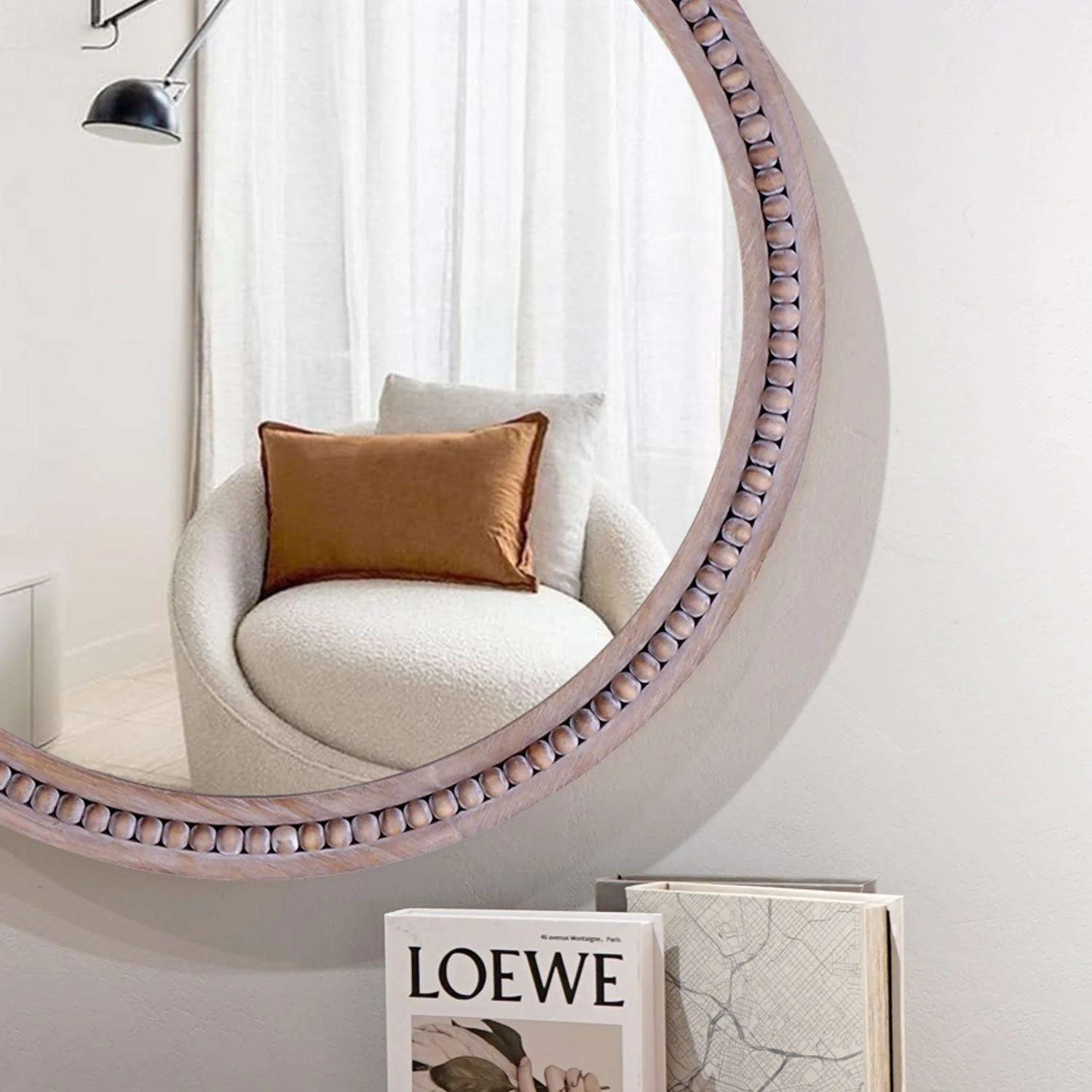 Rustic Round Wooden Frame Wall Mirror Hanging Ornate Round Wall Mirror Wall Decorations For Home