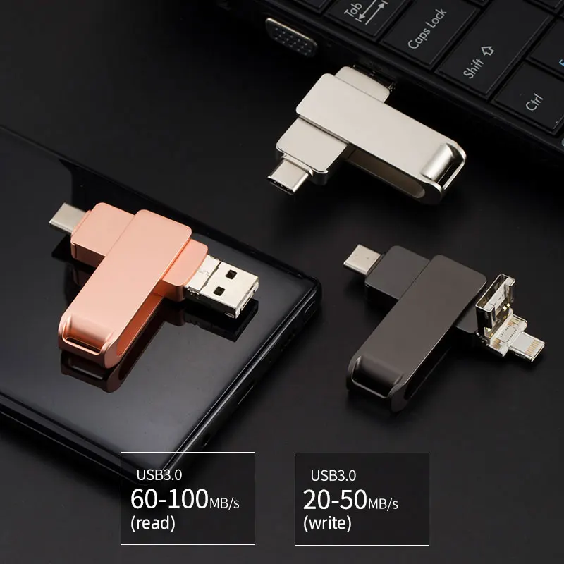 4 In 1 Usb Flash Drive USB3.0 2.0 Pen Drive 8gb 16gb 32gb 64gb 128gb Pendrives Type C Usb