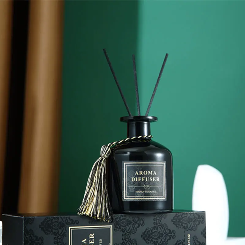 Wholesale Luxury Empty Round Black Matte Aroma Glass Reed Diffuser Bottle 220ml