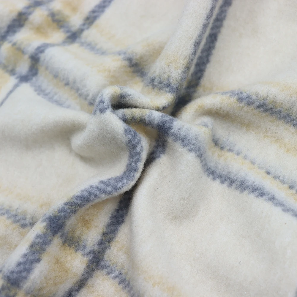 multicolor tweed fabric grid winter wind proof thick woven tweed woolen fabric for coats
