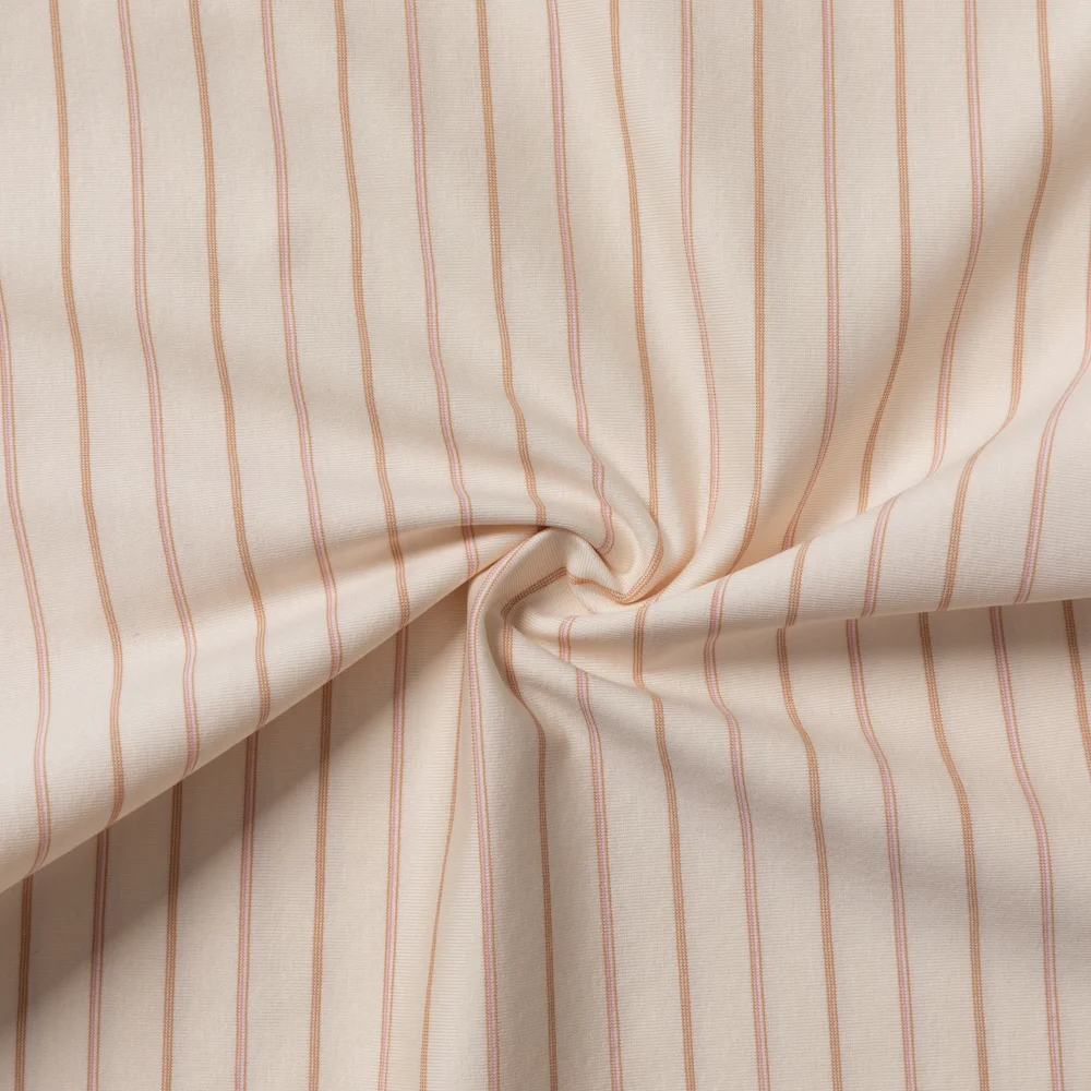 Hot selling custom casual organic cotton polyester spandex stripe fabric for clothing