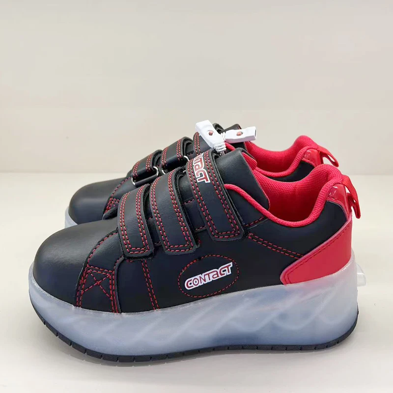 Kids Fashion Sports Skate Shoes Deformation Flashing Roller Skates 2 in 1 Wheel Removable Pulley Parkour Walking Shoes