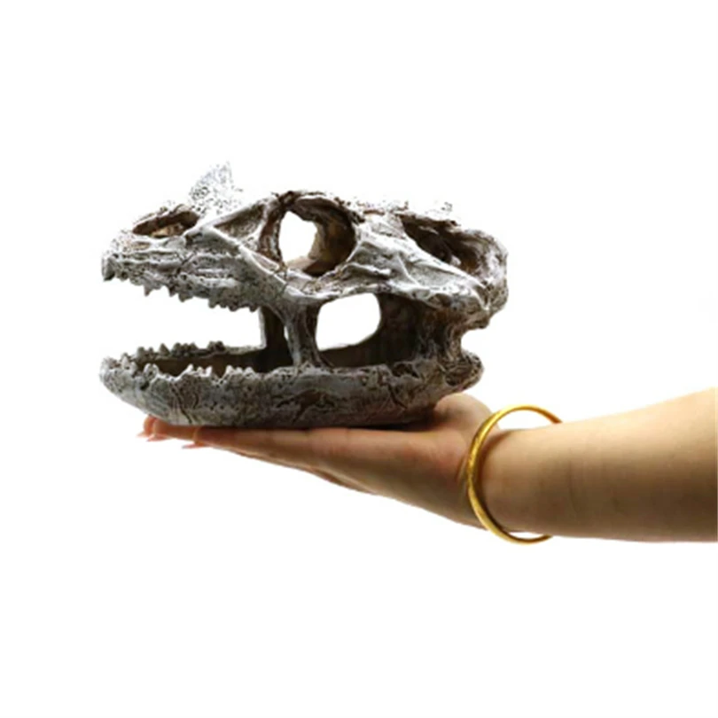 Resin Triceratops Skull Decoration Aquarium Dinosaur Ornaments Reptile Shelter Artificial Dinosaur Fish tank decoration