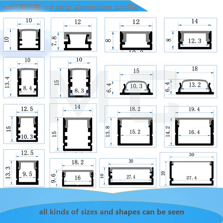 square shape led strips 12mm aluminium led profiles for led tape channel letter