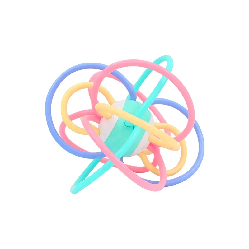 Hot Sell Baby Rattle Sensory Teether Ball  Teether Toys Activity Rattles Ball Grab Chew Shake Teething Manhattan Ball For Kids