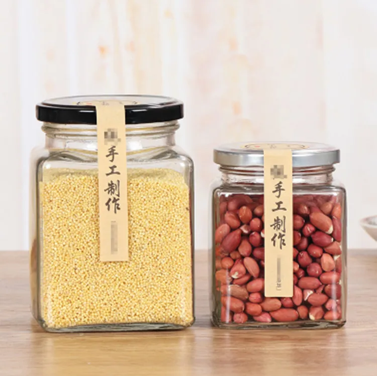 Custom Size 50ml-730ml Honey Glass Bottle Jam Jar Canning Pickles Glass Jar