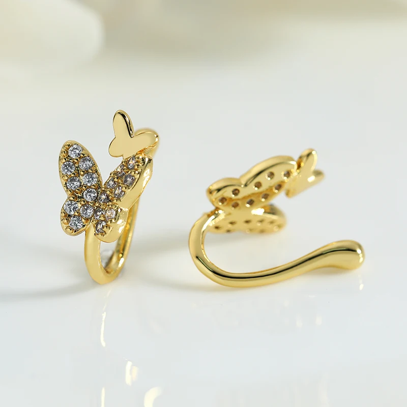 Factory Wholesale Zircon Gold U-shaped Nose Rings Brass Crystal Non Piercing Clip Nose Nail Jewelry for Women Men