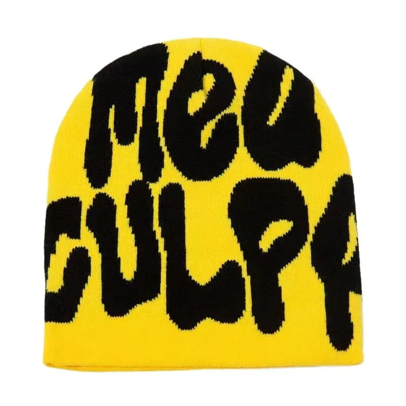 Y2K letter jacquard knitted popular hip hop Unisex casual comfortable soft low price custom blank solid color Winter Warm Beanie