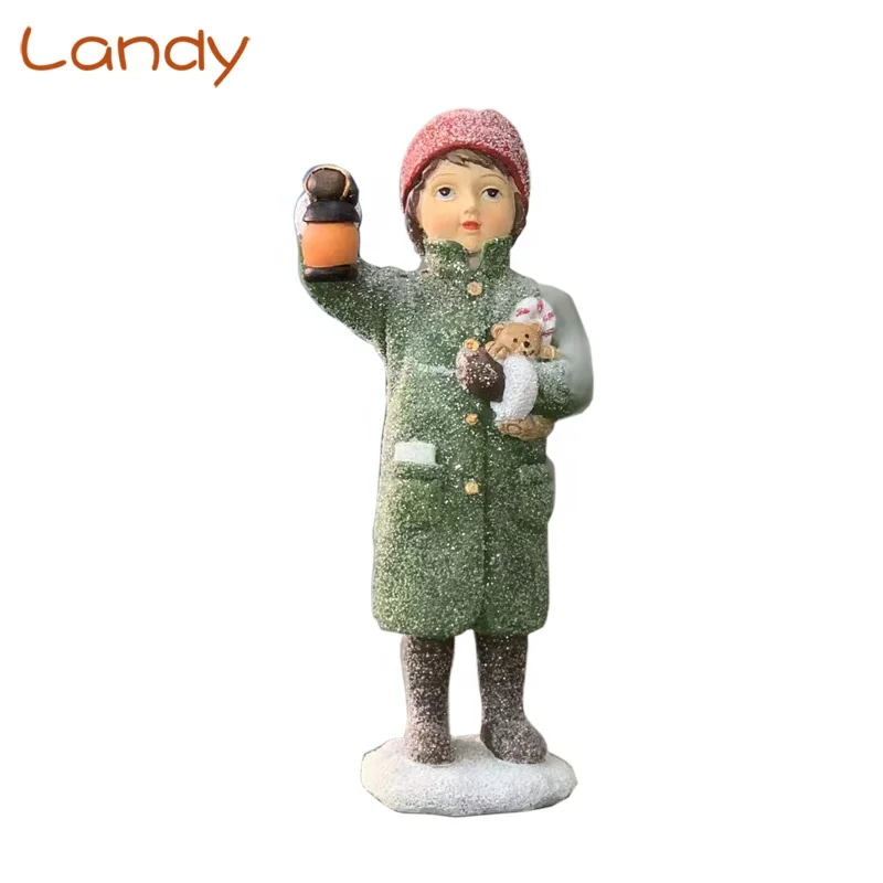 2023 New Resin Boy With Light Figurine  For Home Decoration