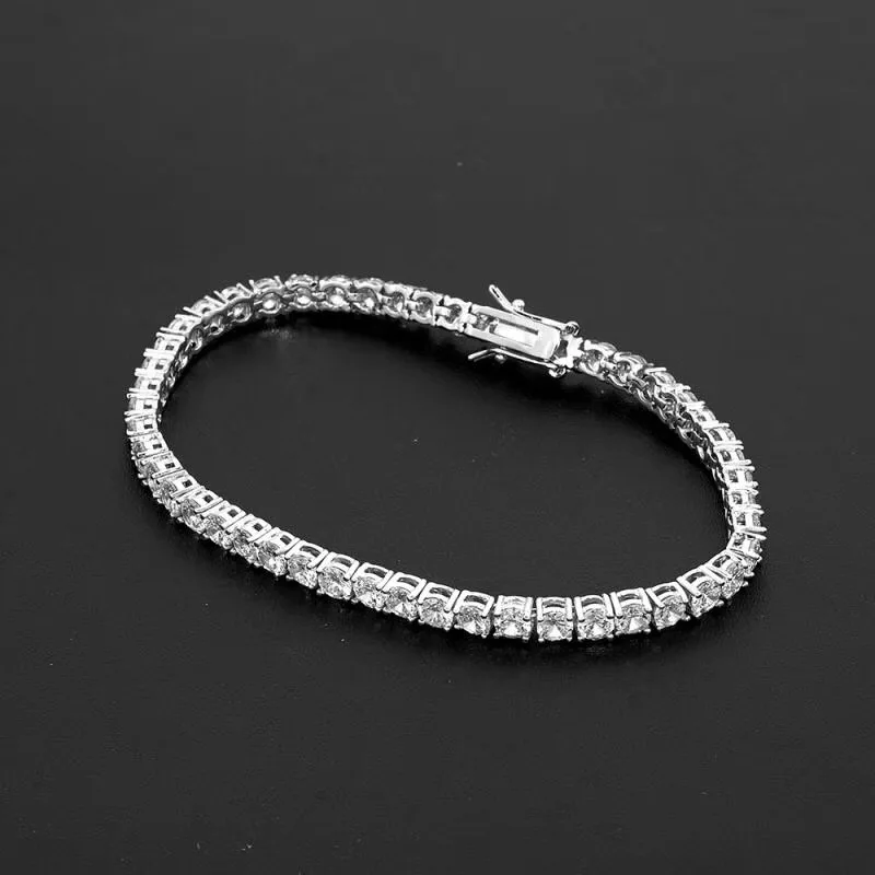 925 sterling silver jewelry 18k white gold plated 4mm zirconia tennis bracelet wholesale