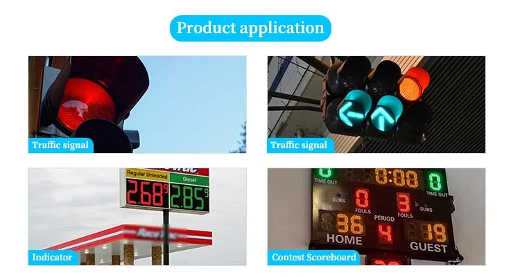 Yuliang Dome lens 3528 black bracket Red Amber Orange Green SMD LED chip for traffic lights Variable Message Sign Car lights