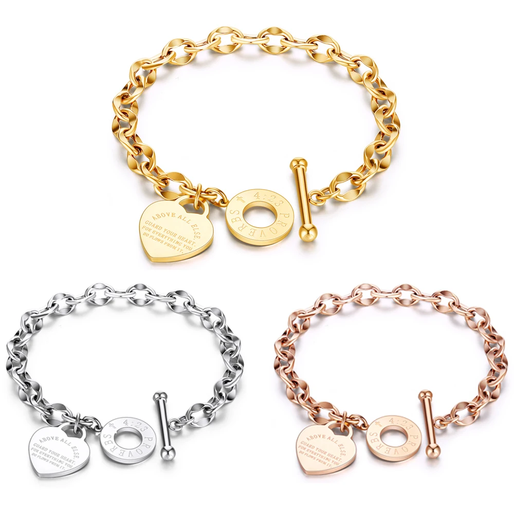 2024 High-quality gold plated bracelet femme jewelry gift hanging small heart-shaped accessories stainless steel bracelet women