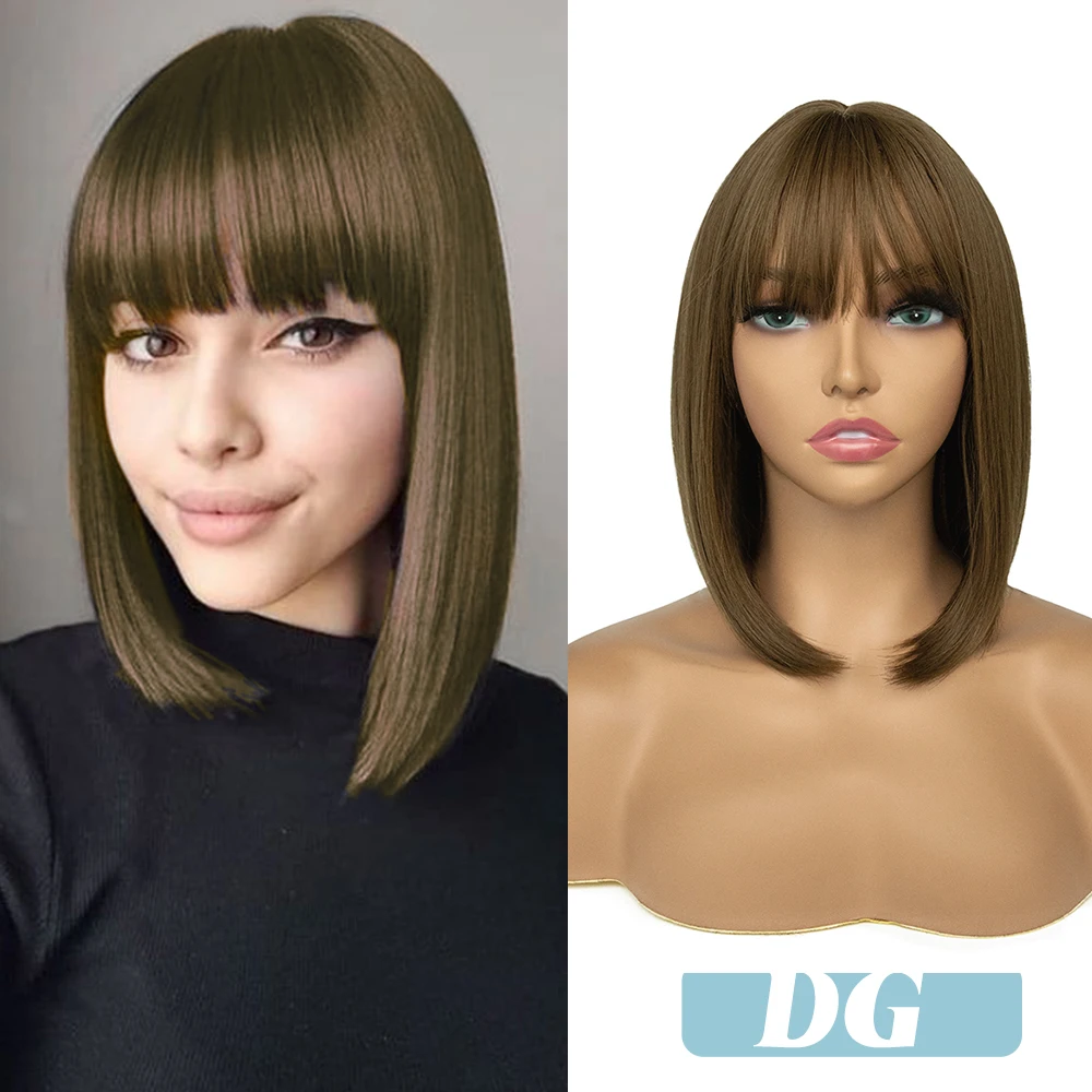 13inch natural looking japanese futuras fiber glueless wig artificial hair synthetics wigs wholesale bob wig straight with bangs