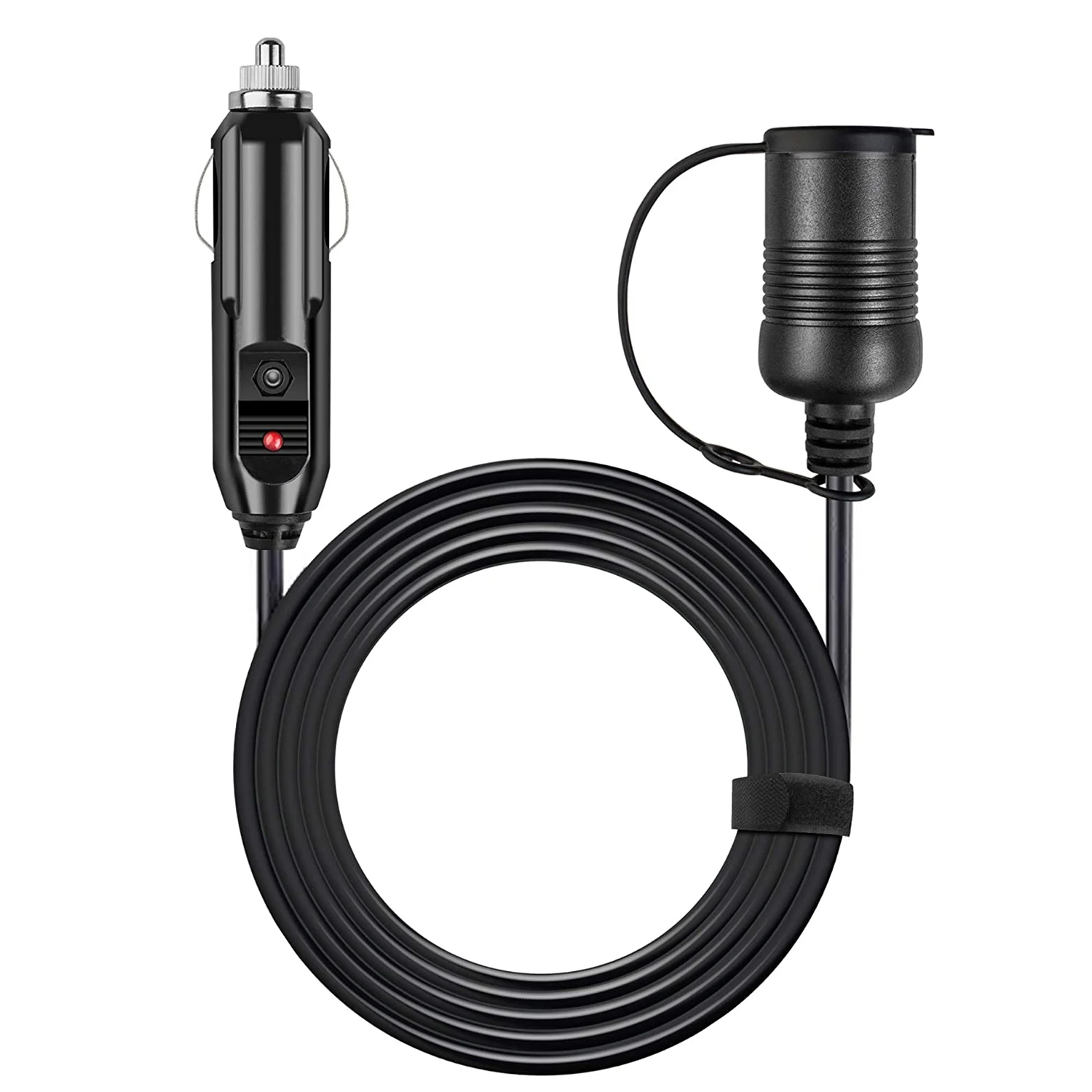 12V Cigarette Lighter Extension Cord Cable Male to Female with Cap for Air Compressor Tire Pump Cooler Fridge