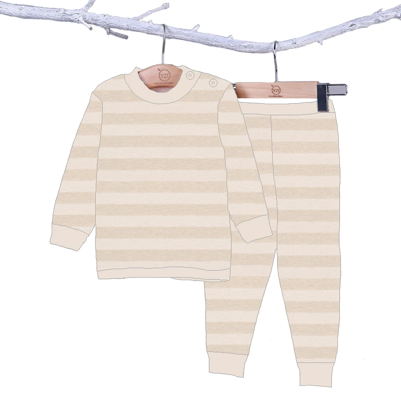 Shaoxing textile new coming 100% cotton knit interlock fabric yarn dyed stripe natural colored cotton baby underwear