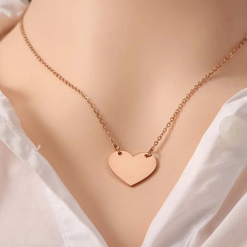 New Arrival Custom Blank Stainless Steel Dainty Gift Heart Pendant Necklace for Women