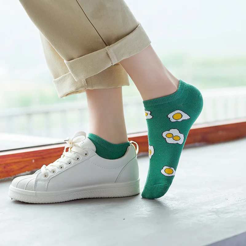 Cotton Ankle Socks Fashion Girls Animals Fruits Food Cute Socks Summer Boat Cotton Casual Sweet Short Funny Socks for Ladies