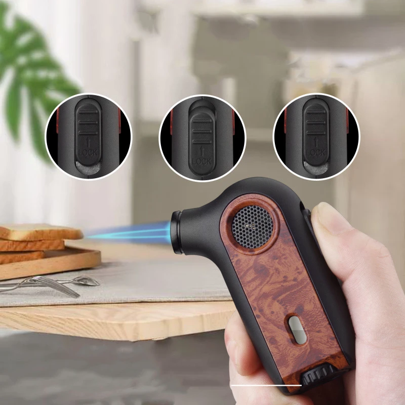 New Style mini 360-degree inverted ignition gas torch lighter windproof safety lock visual window lighter for BBQ cigar