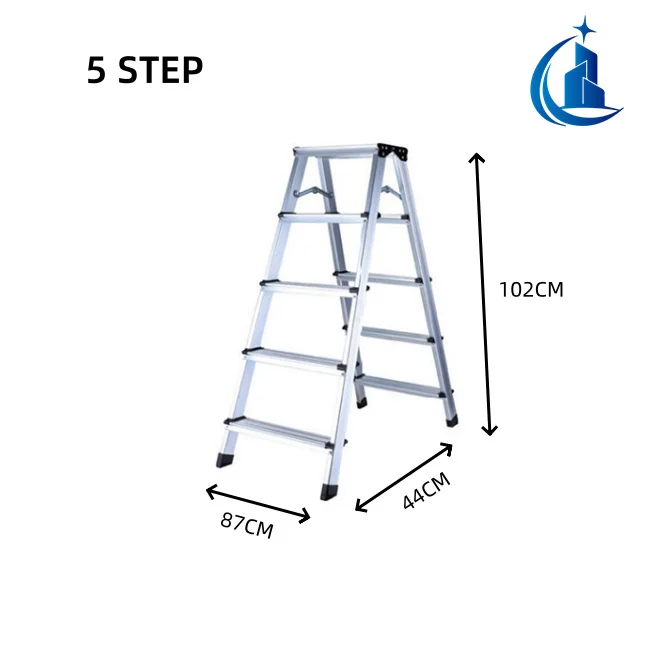 Aluminum Folding Ladder 5 STEP Foldable A Frame Double Sided Step Ladder