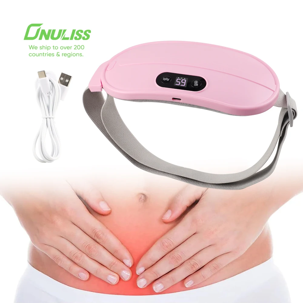 Portable Cordless Menstrual Heating Pad with 6 Heat Levels and 6 Massage Modes Period Cramp Comfort Heating Pad and Massager