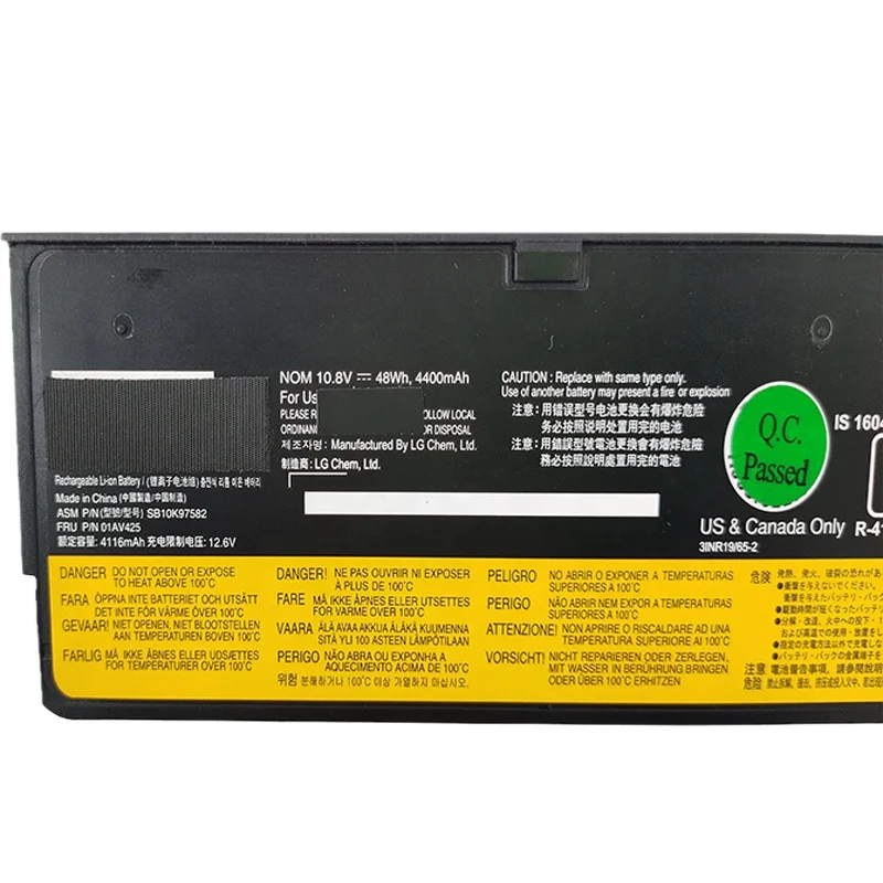 Laptop battery wholesaler icr18650 4400mAh 10.8V 48WH 6cell T480 T570 T580 P51s 01AV425 for Lenovo Laptop Battery T470 61+