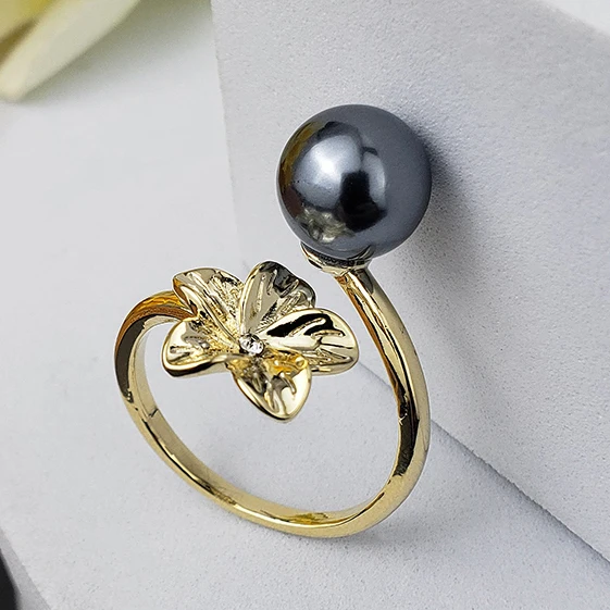 Hawaiian jewelry 18k Gold Natural  Pearl Rings Wedding Designs For Women