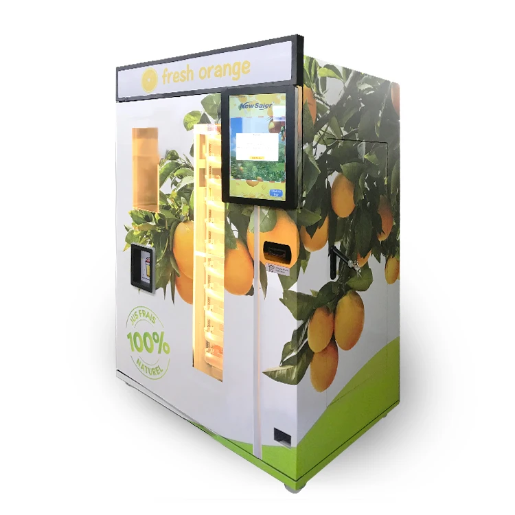 High Technical  Fresh Squeezed Ice Orange Juice Automatic Vending Machine with cups dispenser