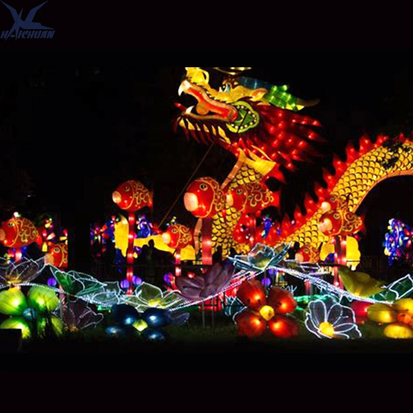 Chinese Silk Lantern Suppliers Traditional Silk Dragon Lantern for Festival Lantern Decoration