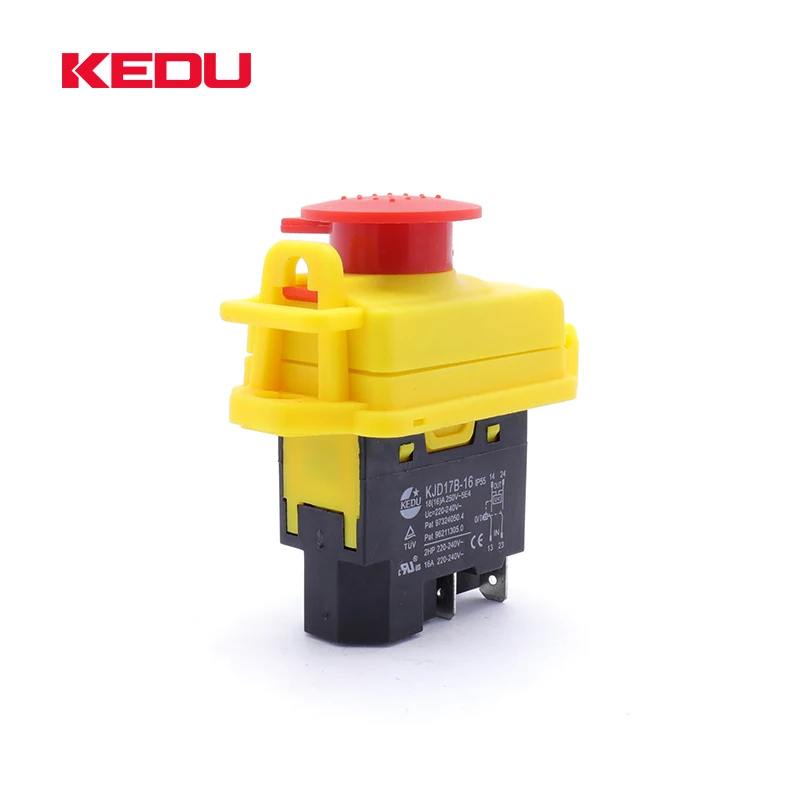 KEDU KJD17B-16 250VAC 18A 4 Pin Emergency Stop Push Button Switch ON Off Pushbutton Switches
