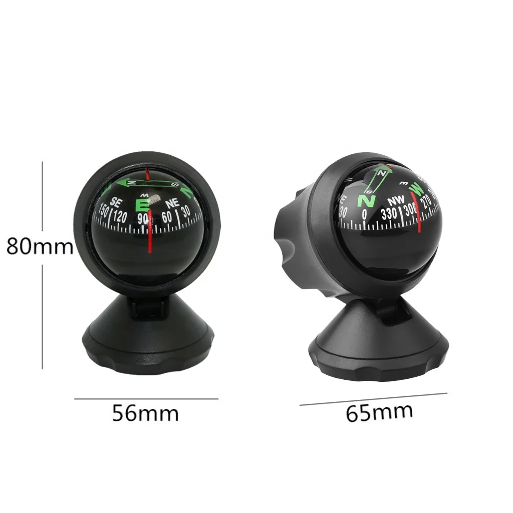 High Quality 1Pc 360 Degree Rotation Waterproof Vehicle Navigation Ball Shaped Car Compass with Suction Cup
