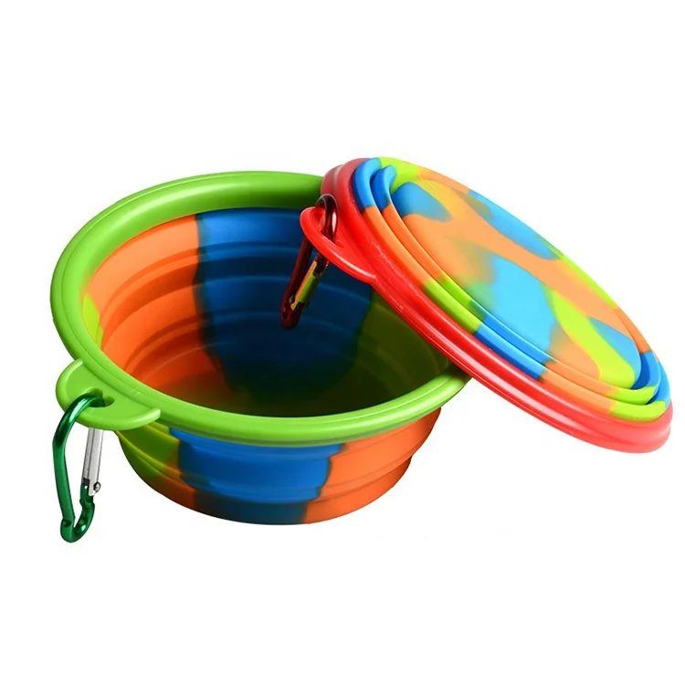 
Foldable and Expandable Collapsible Food Grade Silicon Hanging Pet Dog Bowl 