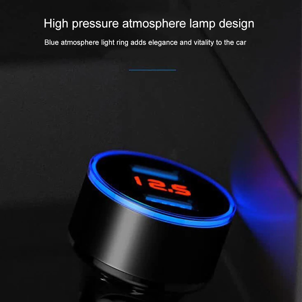 USB Car Charger 12-24V LED Digital Car Adapter Socket Quick Car Phone Charger With LED Lamp For IPhone Xiaomi 3.1A QC3.0