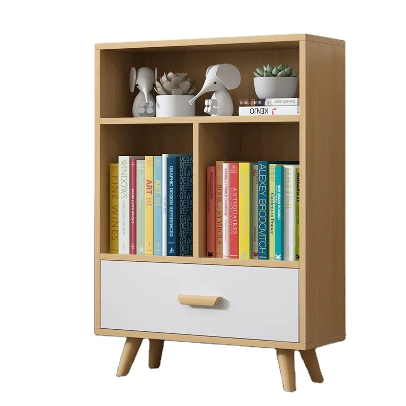 New Home Furniture Modern Customized MDF Wood Bookshelf 3 Shelf 1 Cabinet Storage Organizer Book Shelf Bookcase With cabinet