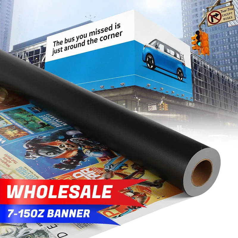 fabric tarpaulin Eco solvent printing material laminated PVC Black back flex banner roll for poster advertising 340g 440g 510g