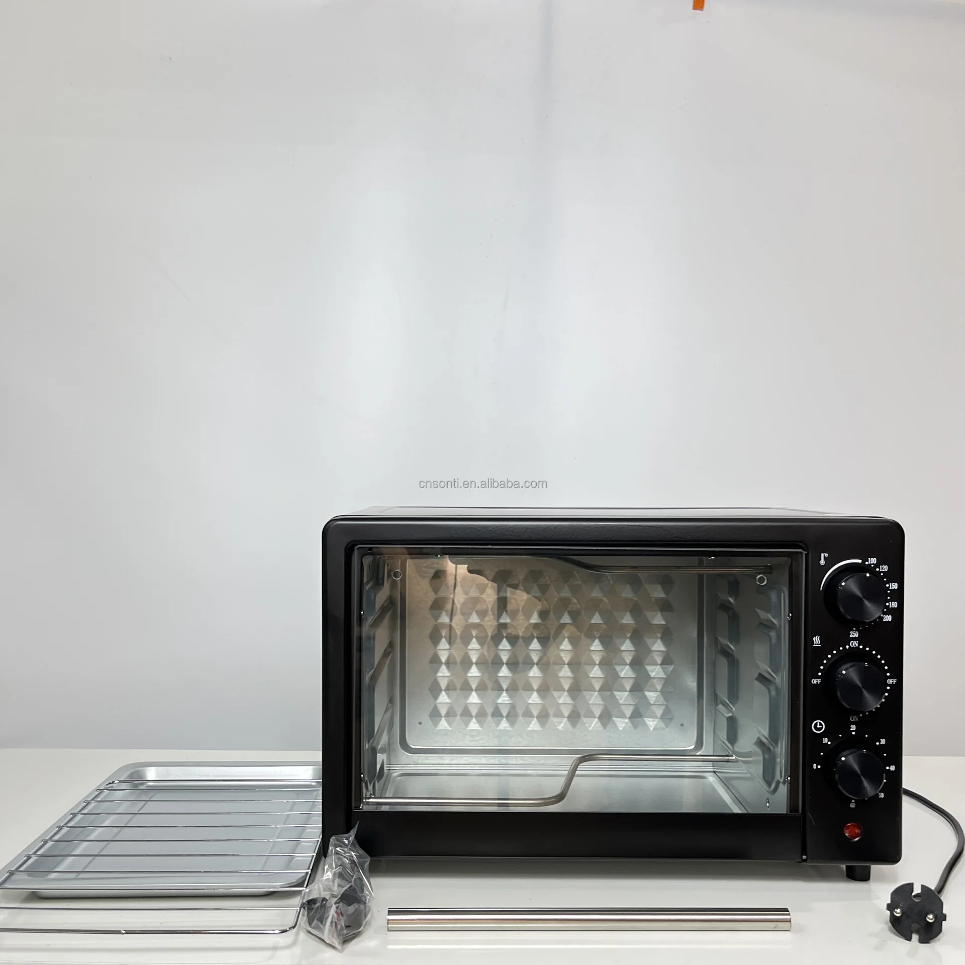 22L Electric Multifunctional Toaster Oven for Household Use Knob Controlled With Air Fryer Grill Convection Functions RV US Plug