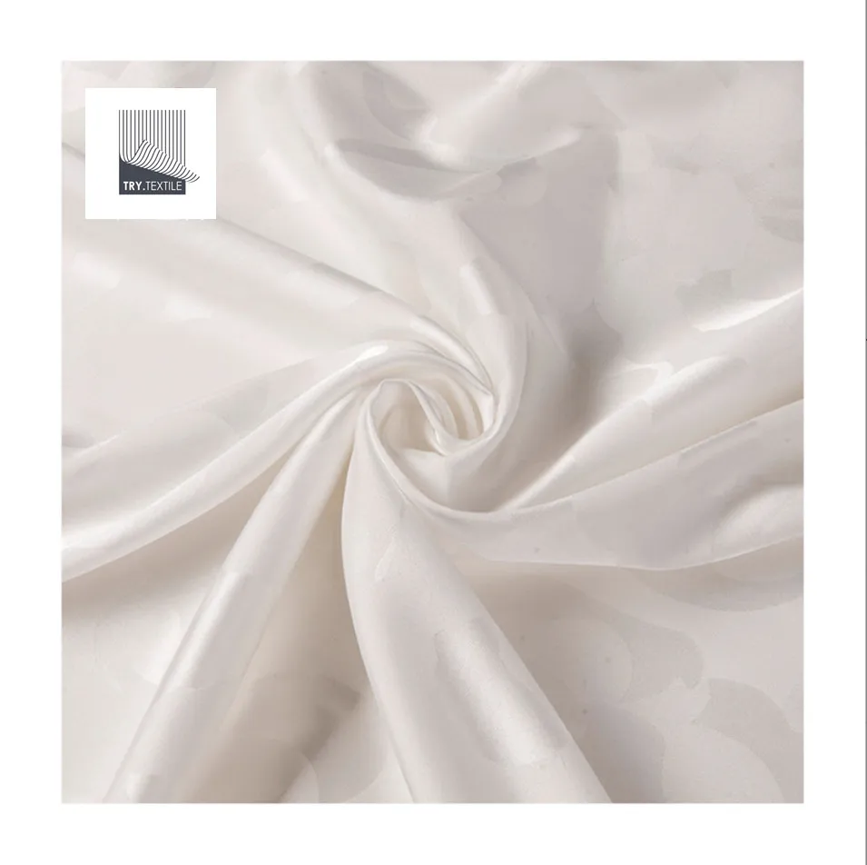 Stretch jacquard lining black and white small fragrant silk satin lining camellia soft silk lining in stock