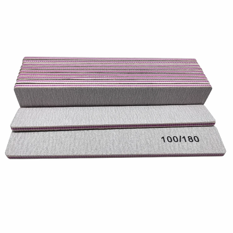 Hot Sale Wholesale Professional Manicure Tools High Quality Emery Board Half Moon Rectangle Nail File Zebra Grey 80 100 180