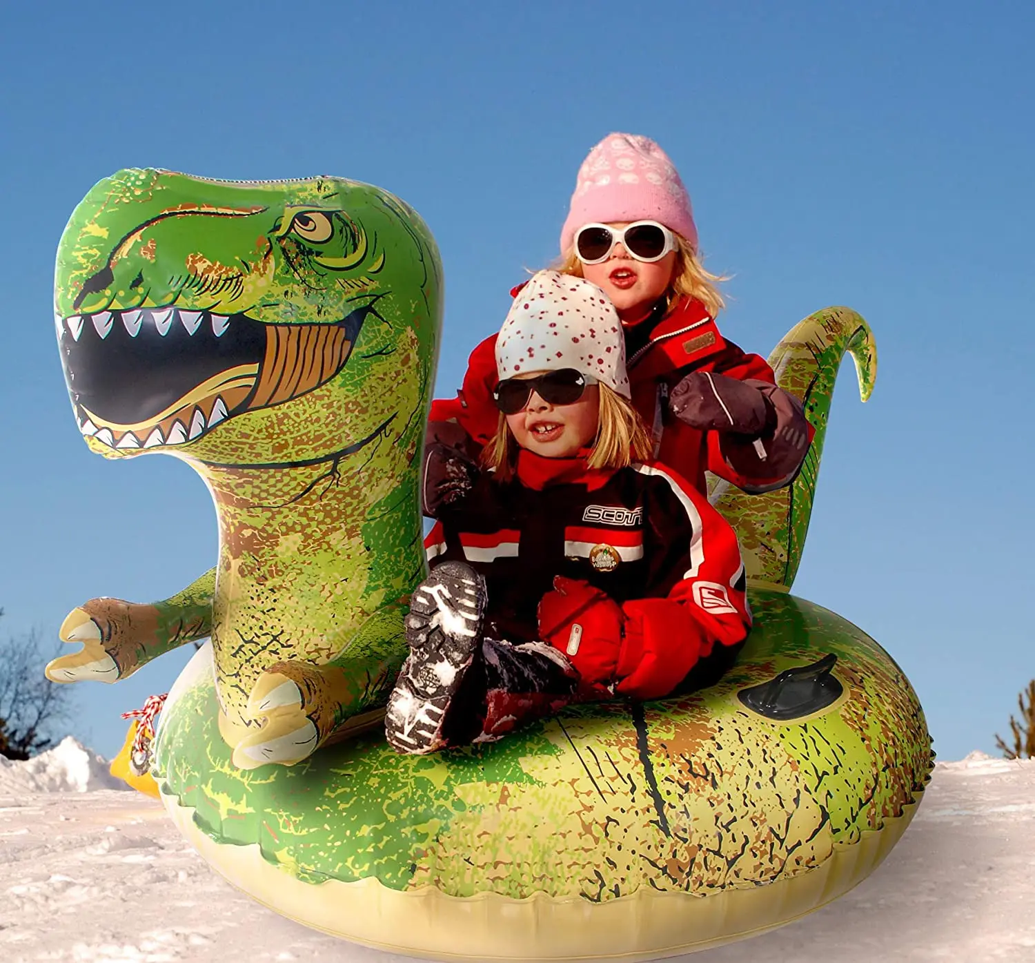 durable snow tube good quality winter snow toys pvc material cartoon inflatable snow tubes with handles