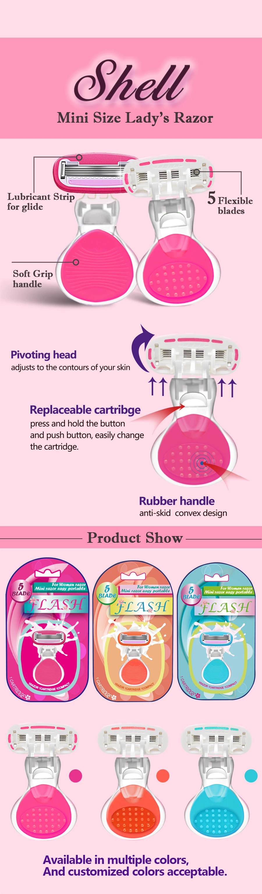 Best Selling Portable Razor for Women Triple Blade with 5 Blades for Face Body Shaving and Underarm Use