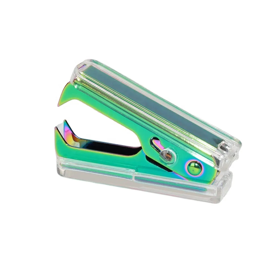 Мини милый пластиковый съемник для степлера прозрачный и черный элегантный дизайн акриловый корпус металлические челюсти акриловые съемники для степлера