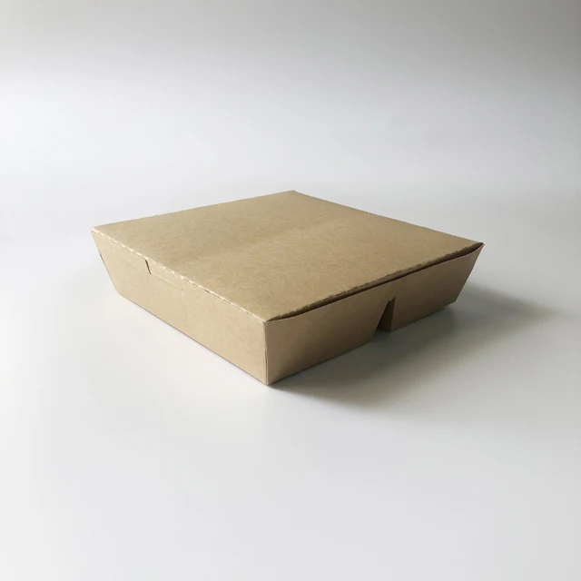 Disposable kraft paper box takeaway 3 compartments food box paper food packaging