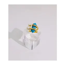 High grade Turquoise Ring pearl opening ring